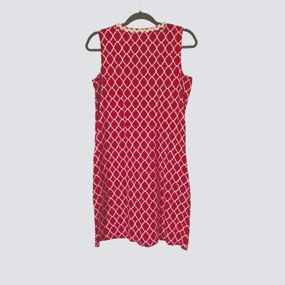 NWT Talbots Dress Sz Small Petite Pink And White Quarterfoil - Picture 2 of 9